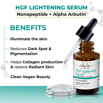 ACTIHERBZ vitamins HGF Advanced aqua based Peptide Face Serum | Nonapeptide | Alpha arbutin | Hyaluronic acid Face Serum for Pigmentation & Even Skin Tone - 30 ml | For All Type Skin