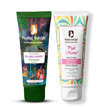 Mother & Daughter Set of 2 Cleanser | Glow Together : Kumkumadi Glowing & Pinkmania Anti-Acne Skincare Combo - passionindulge