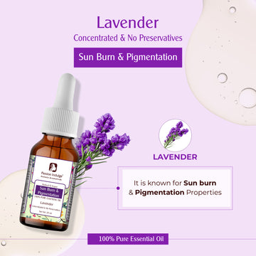 Lavender Pure Essential Oil 10ml for Acne | Sun Burn | Pigmentation & insect Repellent | Natural & Vegan