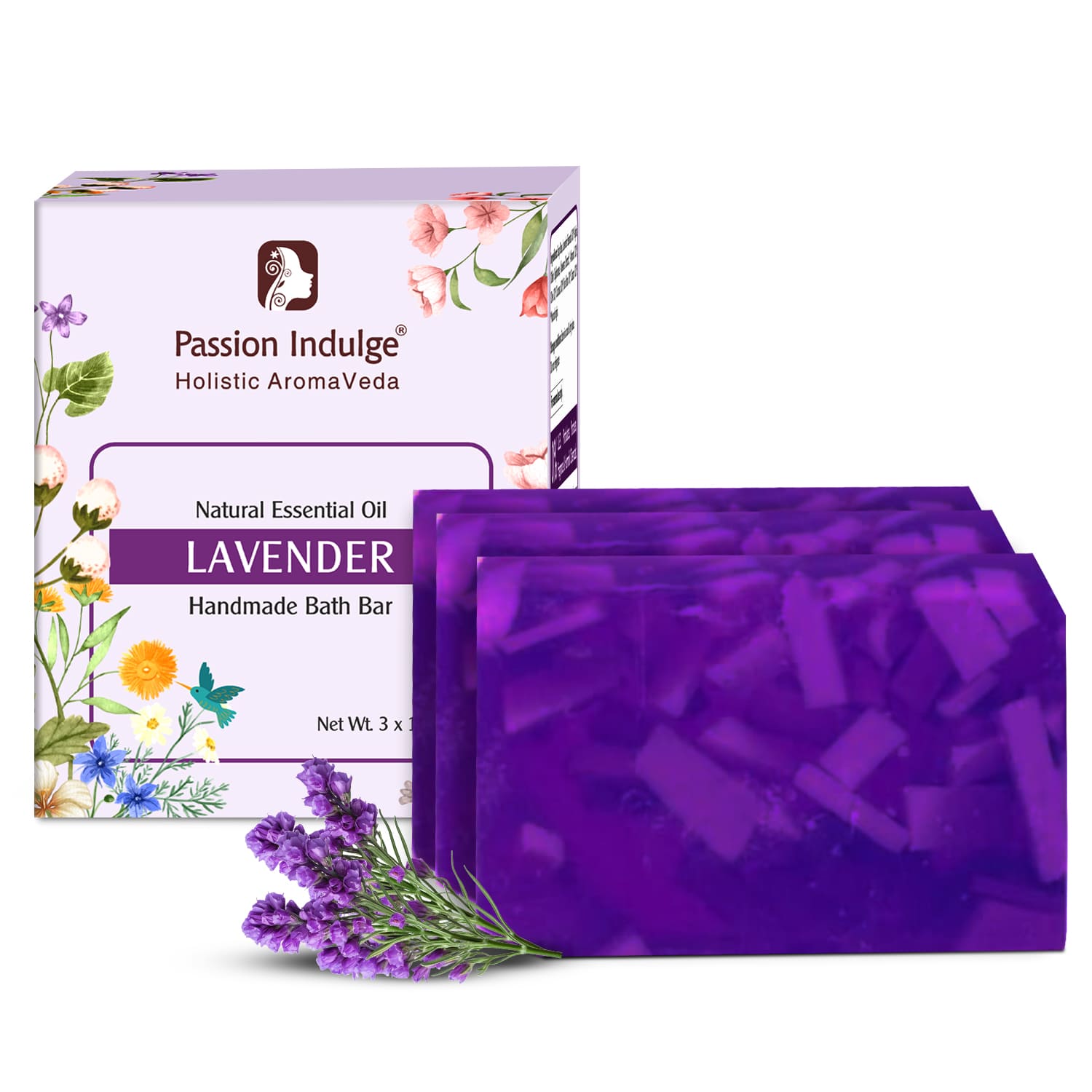 Handmade Bath Bar Soap Lavender-each 100gm | Natural & Vegan | Ayurvedic | Peta Certified(Pack of 3)