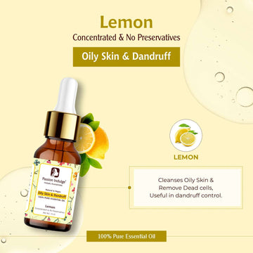 Lemon Essential Oil for Removes Dead Skin Cells | Rejuvenates dull skin | Useful in Hair Dandruff Control - 10ml