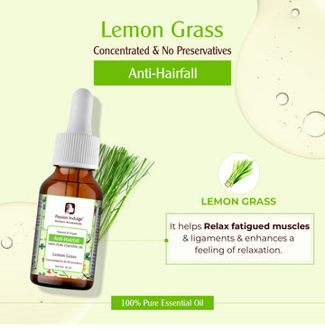 Lemongrass Essential Oil 10ml for Acne | Black Heads | Pores & Hair Fall Control | Natural & Vegan