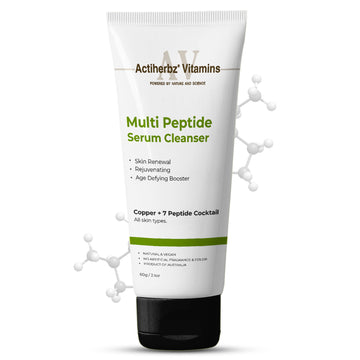 Actiherbz Multi Peptide + copper  Serum Cleanser with 8  Peptide Cocktail | Skin Renewal, Rejuvenation & Age-Defying Booster | Hydrating Face wash  Cleanser for All Skin Types  | airline travel friendly 60ml