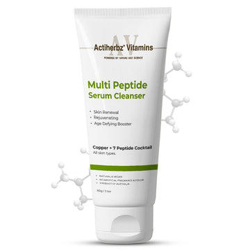 Actiherbz Multi Peptide + copper  Serum Cleanser with 8  Peptide Cocktail | Skin Renewal, Rejuvenation & Age-Defying Booster | Hydrating Face wash  Cleanser for All Skin Types  | airline travel friendly 60ml