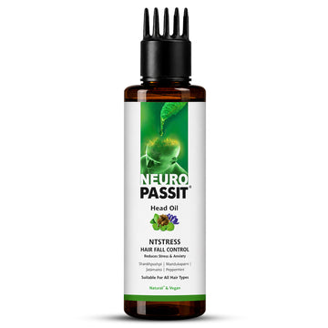 Natural Neuropassit NTstress Hair fall control & Cooling oil, Reduce Stress & Anxiety | Anti Dandruff | Promote Good Sleep | Hair Oil | Natural & Vegan | All Hair Type - 100ml