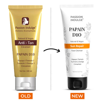 Papain D10 Cleanser For Tan Removal | Uneven Skin Tone | Anti Tan | Remove Dead Skin Cells | Natural & Vegan | All Skin Type -100ml
