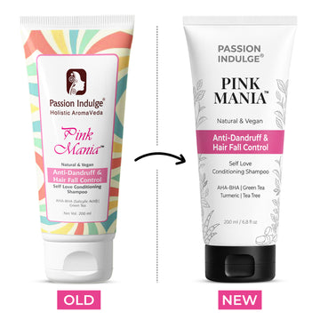 Pink Mania AHA BHA Anti-Dandruff & Hair Fall Control Shampoo (200 ml)|  With Turmeric & Green Tea Extract.