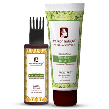 Onion and Bhringraj Hair Oil for hair fall and hair growth | All Hair Type-100ml & & Aloe Tree 2 in 1 Conditioning shampoo 200ml For Anti Dandruff & Oily Scalp
