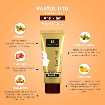 Papain D10 Face Mudd Pack 100gm |Tan Removal | Remove dead skin cells | Uneven skin tone | Natural & Vegan