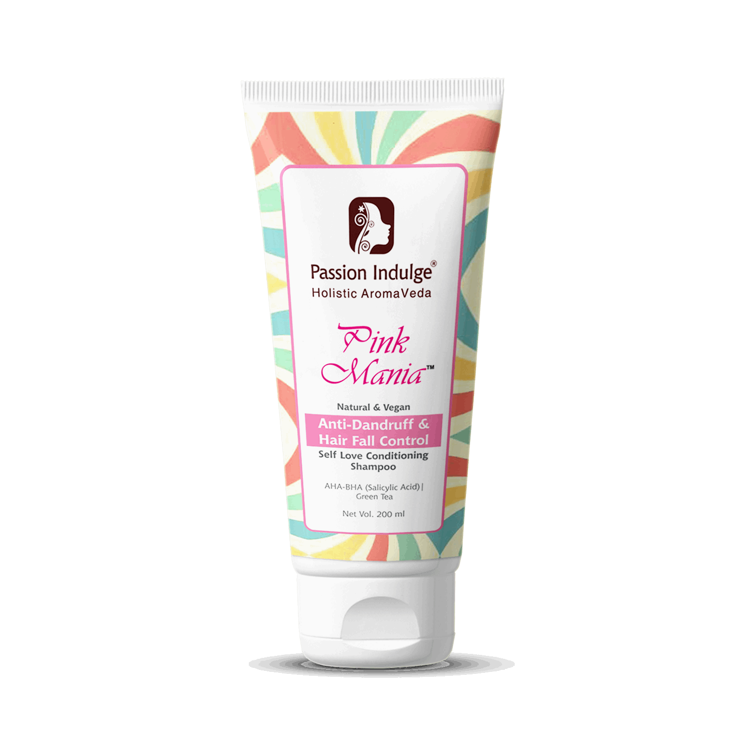 Passion Indulge Pink Mania AHA BHA Anti-Dandruff & Hair Fall Control Shampoo (200 ml)|  With Turmeric & Green Tea Extract.