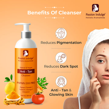 Professional Anti-tan Face Cleanser PAPAIN D10 PRO - 500 ml| Dead skin removal | Suitable for All Skin Types