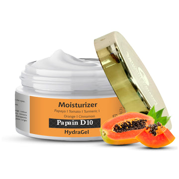 Papain D10 Natural Hydra Gel Moisturizer Reduces Tan | Improves Tone & Texture | SPF 15 | UV Protection |All Skin Type | For all Women & Men | Ayurvedic | Natural & Vegan
