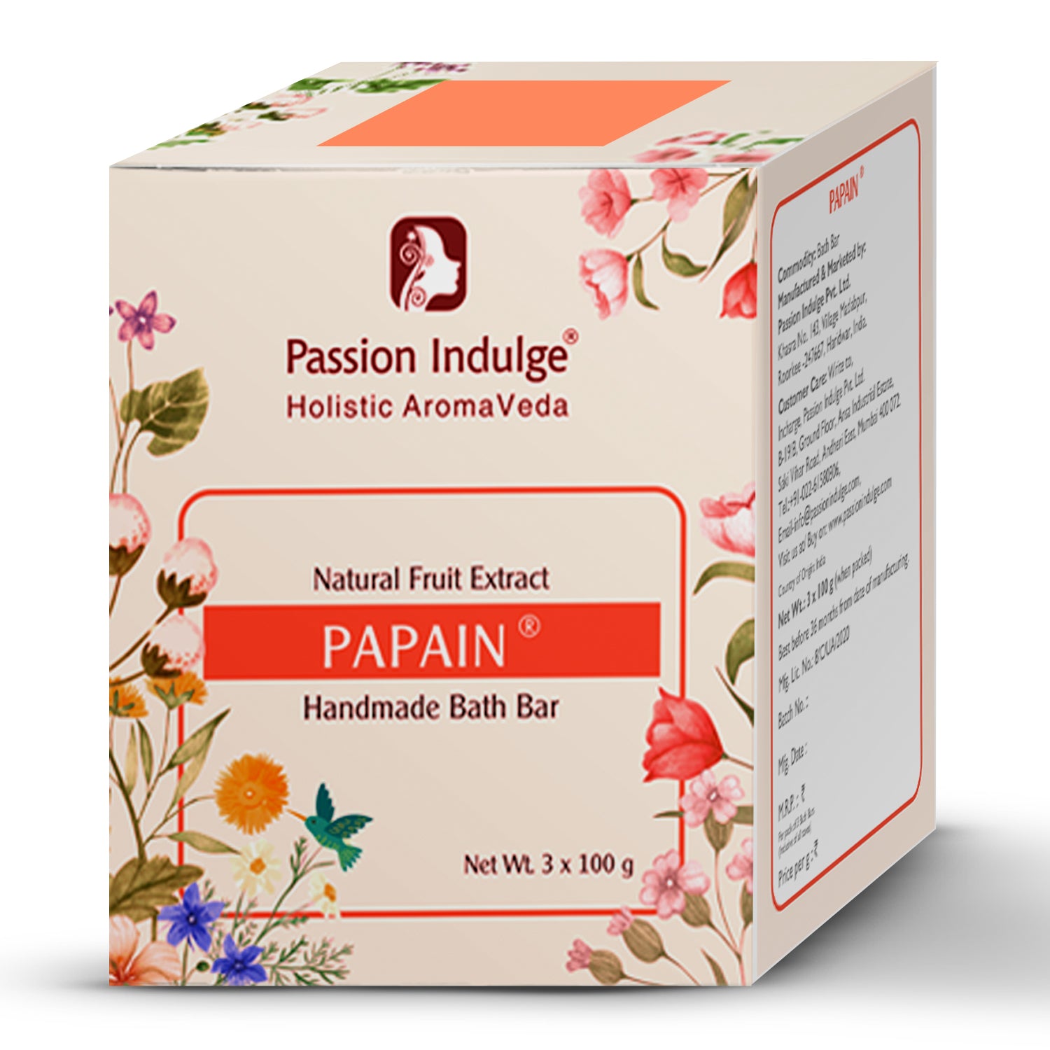 Handmade Bath Bar Soap Papain - each 100gm | Natural & Vegan | Aromatherapy | Peta Certified( Pack of 3 )