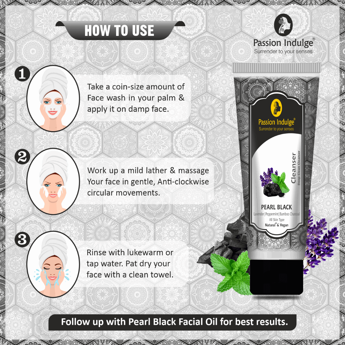 Pearl Black (Charcoal) Cleanser For Deep Pore Cleansing | Dirt, Blackheads | Anti Pollutant | Acne | Natural & Vegan | Ayuvedic 100ml - passionindulge