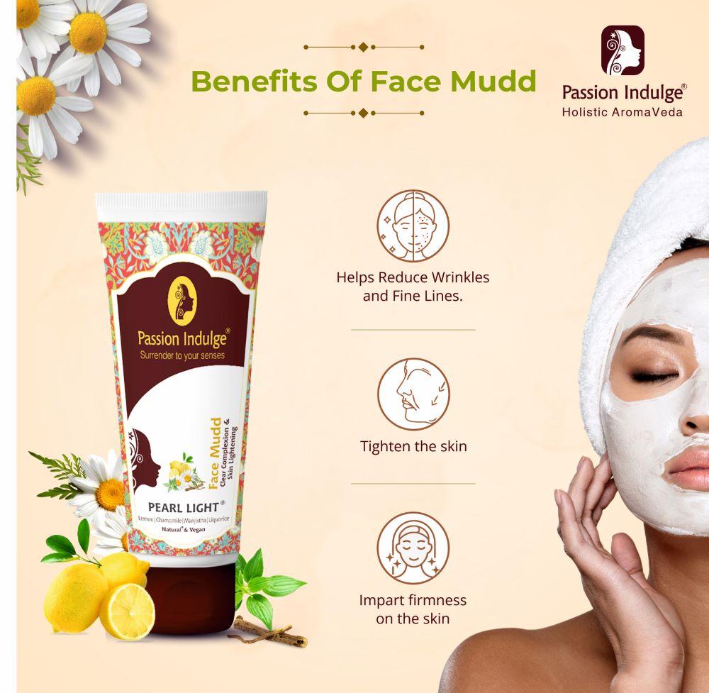 Pearl Light Face Mudd Pack 100gm |Skin lightening | Brightening | Reduce pigmentation, Dark Spots | glowing Skin | Natural & Vegan - passionindulge