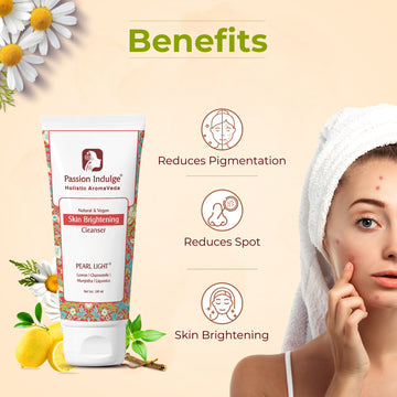 Pearl Light Cleanser 100ml For Dark Spots Reduction | Skin Brightening & Lightening  | Glowing Skin | Natural & Vegan | Ayurvedic