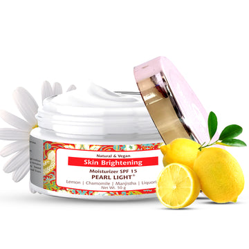 مرطوب کننده Pearl Light 50 گرمی برای کاهش لک | روشن کننده و روشن کننده پوست | پوست درخشان | SPF 15 | اشعه UV | ویتامین A، C، E و F| طبیعی