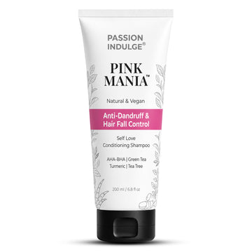 Pink Mania AHA BHA Anti-Dandruff & Hair Fall Control Shampoo (200 ml)|  With Turmeric & Green Tea Extract.