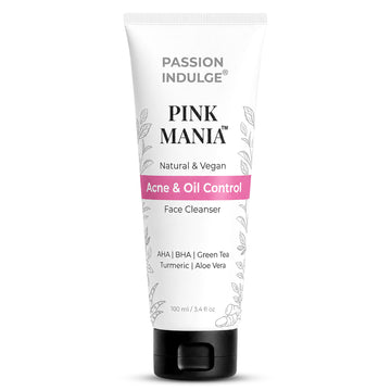 Pink Mania Purifying & Oil Control Face Cleanser With AHA BHA  (Salicylic Acid)  Green Tea & Turmeric |Reduces Redness & Acne on Skin & hydrate the skin | All Skin Types - 100ml