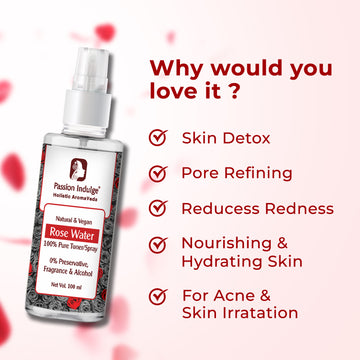 Rose Water for Makeup Remover - 100ml | Skin Refreshing | Make up Remover | 100% Rose Distilled Water | Gulab Jal | 100 % Natural | Buy 1 Get 1 Free