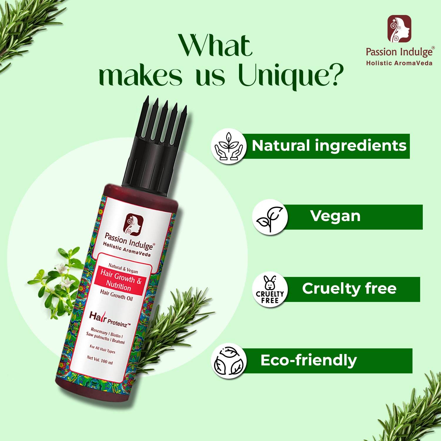 HAIR PROTEINZ Rosemary Hair Growth Oil with Biotin-100 ml , Stimulate hair growth, Control hair fall, Hair Breakage - passionindulge