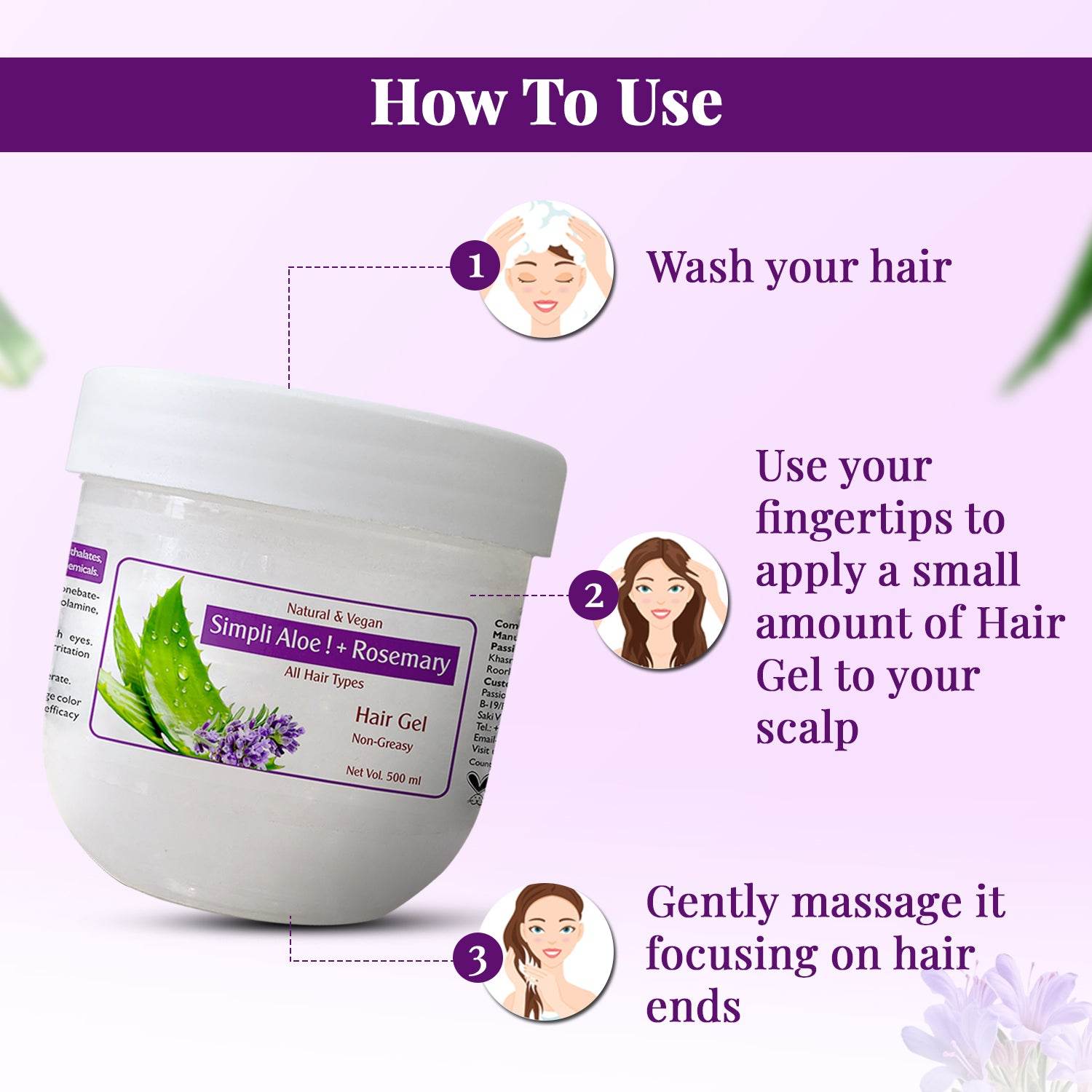 Passion Indulge Simpli Aloe+ Rosemary Hair Gel 500ml | Infused with Aloe Vera & Rosemary Oil for Stronger, Healthier Hair | All Hair Types - passionindulge