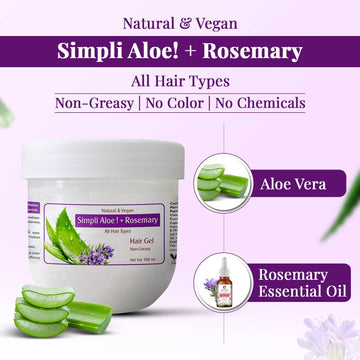 Passion Indulge Simpli Aloe+ Rosemary Hair Gel 500ml | Infused with Aloe Vera & Rosemary Oil for Stronger, Healthier Hair | All Hair Types