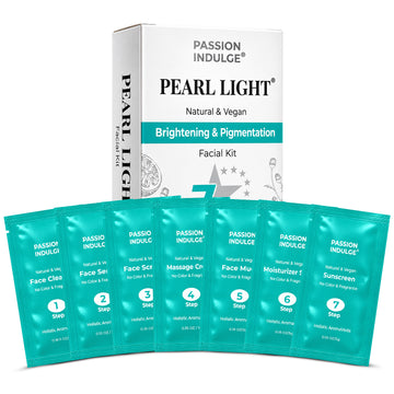 Passion Indulge Pearl Light 7 Star Brightening & Pigmentation Facial Kit, 43gm | 7-Step Facial Ritual | With Lemon, Chamomile, Manjistha & Licorice | All Skin Types