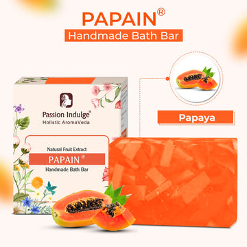 Handmade Bath Bar Soap Papain - each 100gm | Natural & Vegan | Aromatherapy | Peta Certified( Pack of 3 )