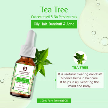 Tea Tree Essential Oil 10ml for Oily Hair Dandruff & Reduces Acne | Natural & Vegan