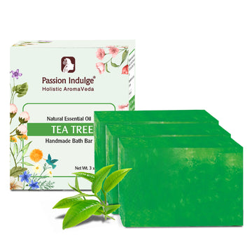 Кусковое мыло для ванны ручной работы с маслом чайного дерева - по 100 г | Натуральное и веганское | Ароматерапия | Сертифицировано Peta (упаковка из 3 шт.)
