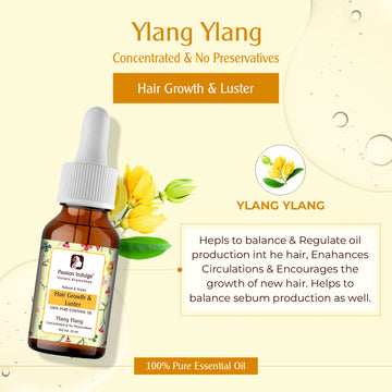 Ylang Ylang Essential Oil for Oily Skin and Hair Growth - 10ml | 100% Natural | Aromatherapy | Vegan | Peta Certified