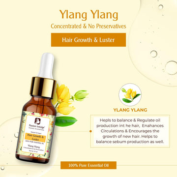 Ylang Ylang Essential Oil for Oily Skin and Hair Growth - 10ml | 100% Natural | Aromatherapy | Vegan | Peta Certified - passionindulge
