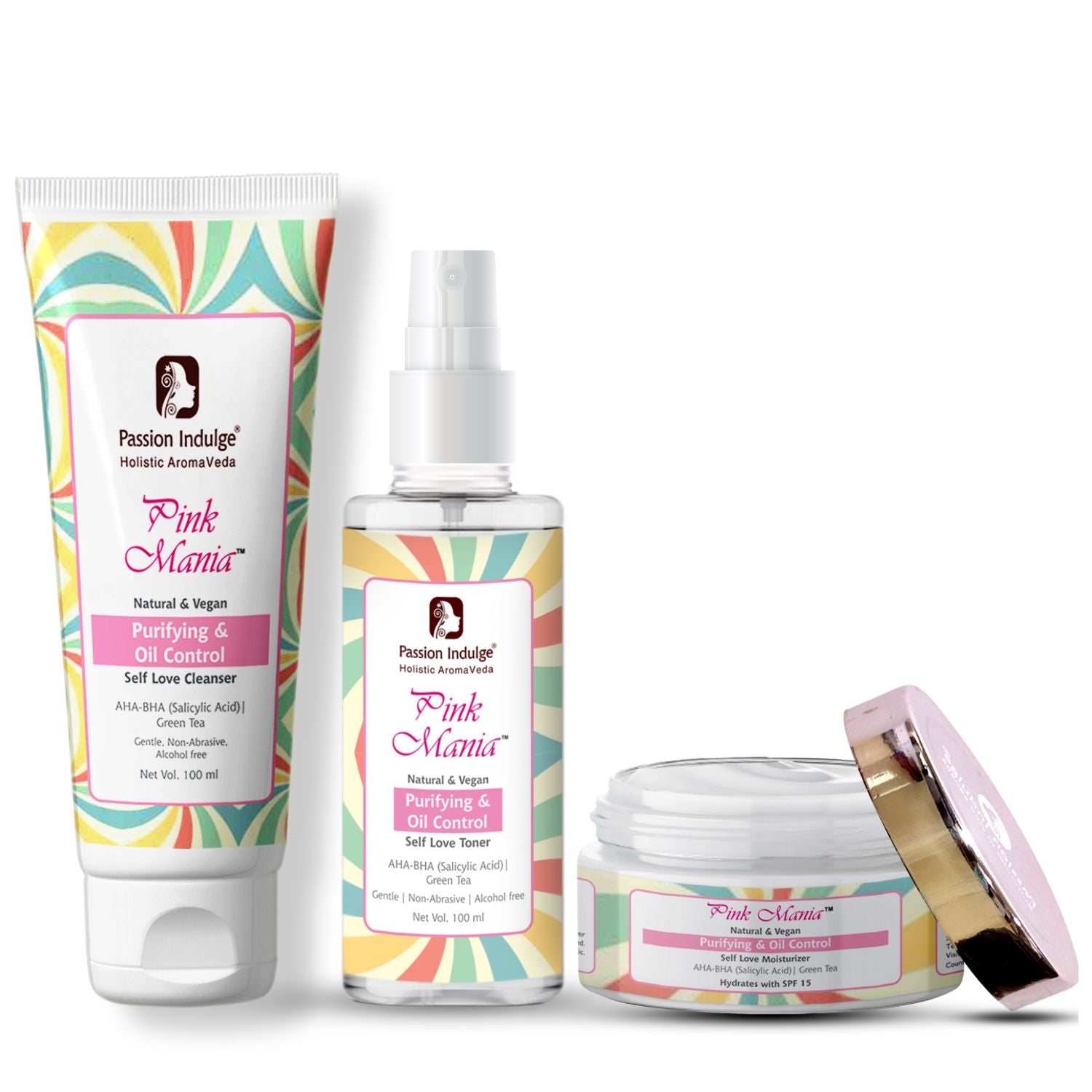 Pinkmania Cleanser, Toner & Moisturizer of salicylic acid for Clear Skincare