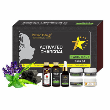 Pearl Black (Charcoal) Natural 7 Star Facial Kit | Acne Removal | Detoxifies & Purifies | Repair Dry Skin | Anti Dirt & Pollutant | Natural & Vegan | All Skin Types