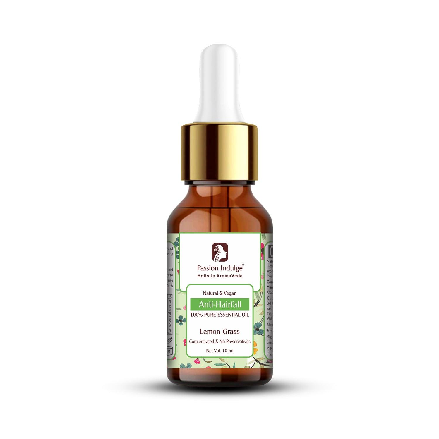 Lemongrass Essential Oil 10ml for Acne | Black Heads | Pores & Hair Fall Control | Natural & Vegan - passionindulge