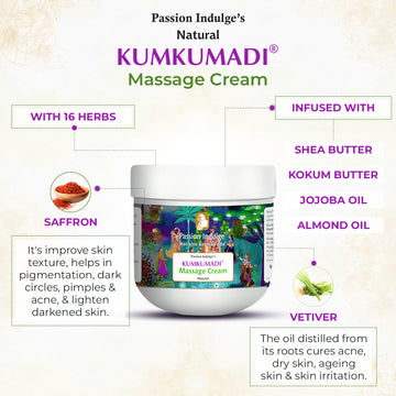 Kumkumadi Tailam Face & Body Massage Cream For Glowing Skin - 200 gm| Blended with Kumkumadi Oil, Shea Butter & 16 Herbs