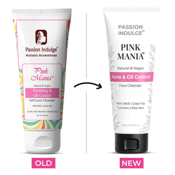 Pink Mania Purifying & Oil Control Face Cleanser With AHA BHA  (Salicylic Acid)  Green Tea & Turmeric |Reduces Redness & Acne on Skin & hydrate the skin | All Skin Types - 100ml