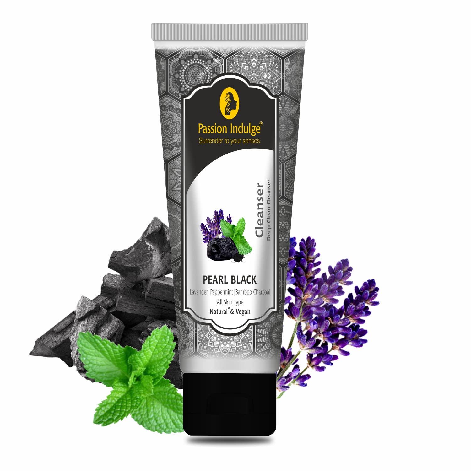 Pearl Black (Charcoal) Cleanser For Deep Pore Cleansing | Dirt, Blackheads | Anti Pollutant | Acne | Natural & Vegan | Ayuvedic 100ml - passionindulge