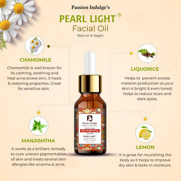 Pearl Light Facial Oil 10ml For Spot Reduction | Skin Brightening & lightening | Clear Complexion | Natural & Vegan | Ayurvedic | All Skin Type
