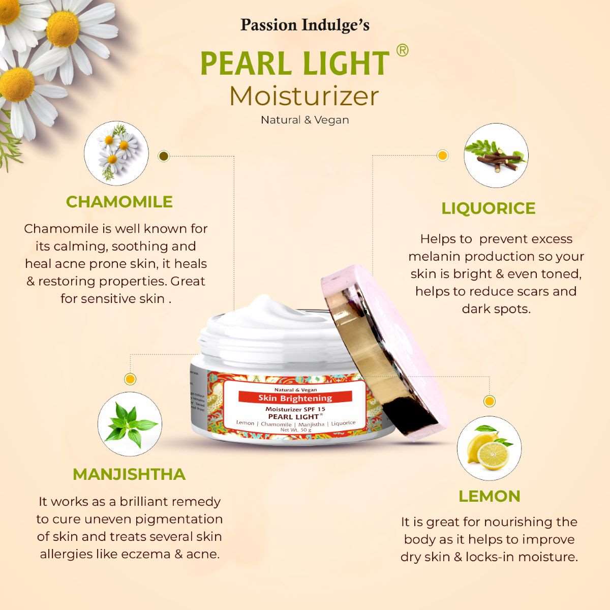 Pearl Light Cleanser 100ml &  Moisturizer 50gm For Dark Spots Reduction | Skin Brightening & Lightening  | Glowing Skin | Natural & Vegan | Ayurvedic