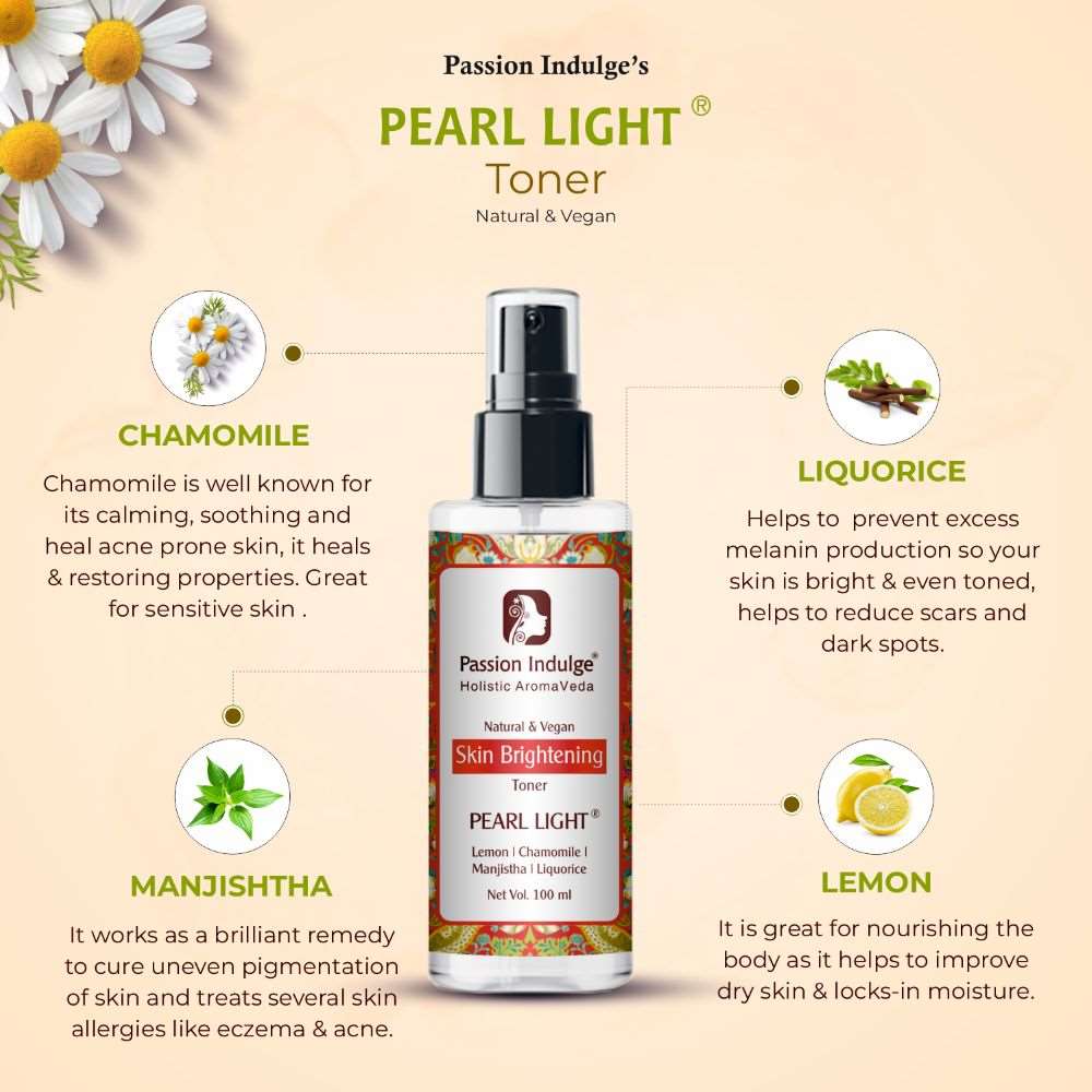 Pearl Light Toner 100ml | Skin Lightening | Skin Brightening | Spot Reduction | Ayurvedic | Natural & Vegan