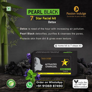 Pearl Black (Charcoal) Natural 7 Star Facial Kit | Acne Removal | Detoxifies & Purifies | Repair Dry Skin | Anti Dirt & Pollutant | Natural & Vegan | All Skin Types