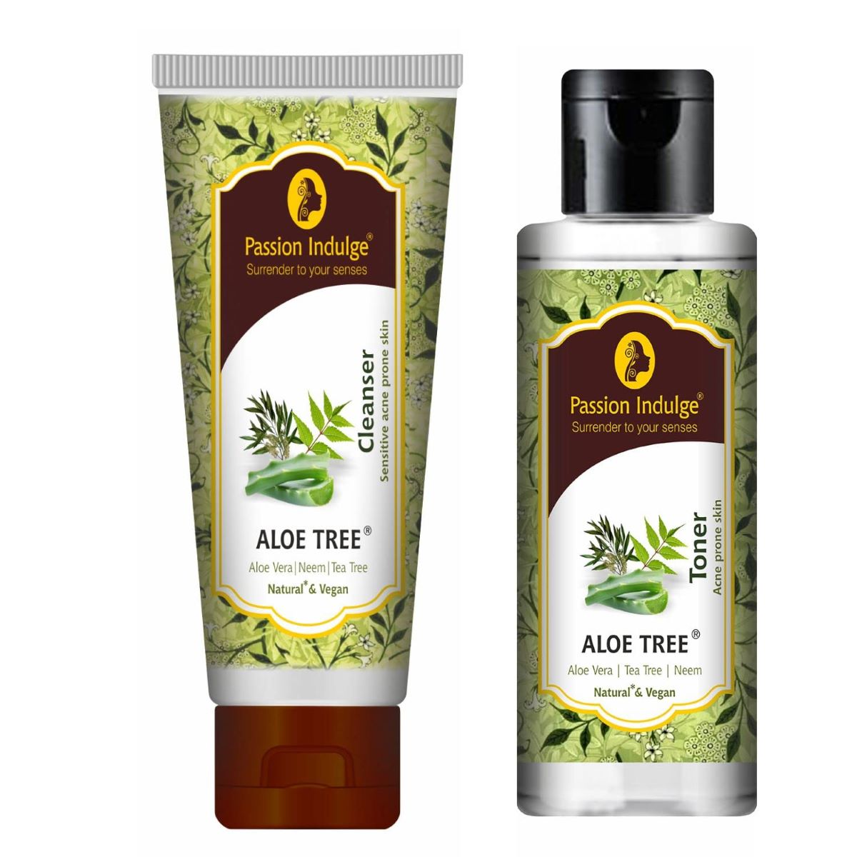 Aloe Tree Cleanser 100ml & Toner 100ml For Acne & Pimples | Sensitive Skin | All skin Type | Natural & Vegan | Ayurvedic