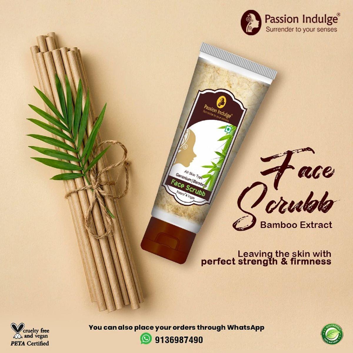 Bamboo Face Scrubb for Dirt, Blackheads and Acne Removal | Remove Dead Skin Cells | Tan Removal | Glowing Skin | Deep Pore Cleansing | All Skin Types - 70gm - passionindulge
