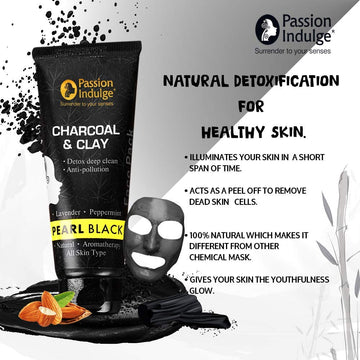 Pearl Black (Charcoal) Face Mudd Pack For Dirt, Pollution | Acne | glowing complexion | Natural & Vegan -100gm