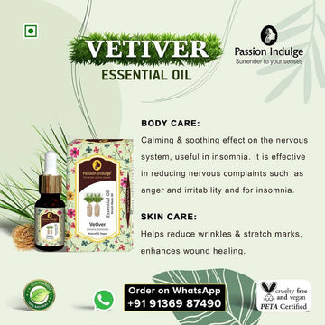 Vetiver Essential Oil 10ml For Stretch Marks | Natural & Vegan | All Skin Type