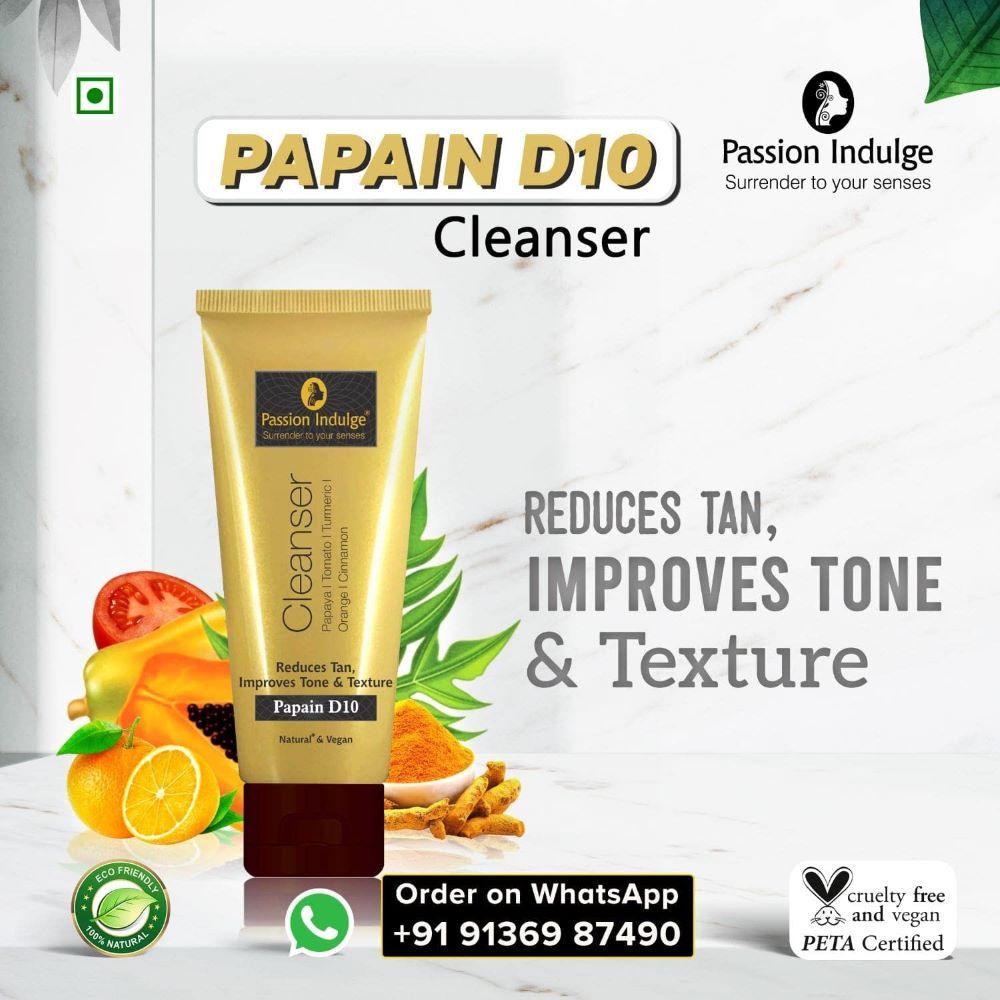 Papain D10 Cleanser For Tan Removal | Uneven Skin Tone | Anti Tan | Remove Dead Skin Cells | Natural & Vegan | All Skin Type -100ml - passionindulge
