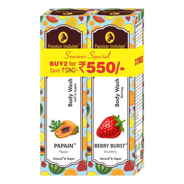 Papain & Berry Burst Body Wash | Reviving & Nourishes the skin | Natural & Vegan 200ml | Buy 1 Get 1 Free