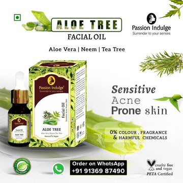 Aloe Tree Facial Oil 10ml For Sensitive Acne & Prone Skin | Clear Acne & Blemishes | Pimples | Sensitive Skin | Anti Bacterial | Natural & Vegan | Ayurvedic | All Skin Type | Buy 1 Get 1 Free
